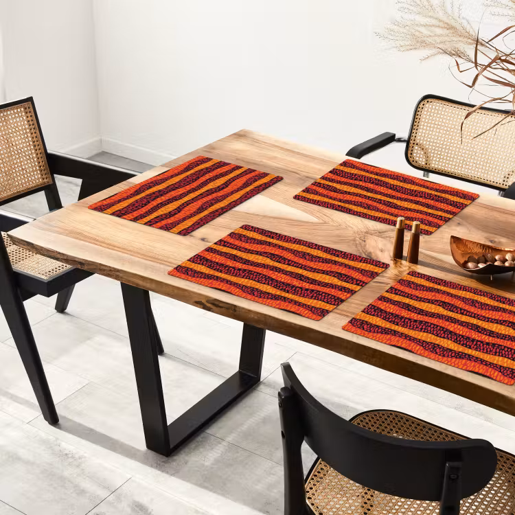 Placemat - 6 stuks - Oranje - Roze - Expressief - Patroon — 5