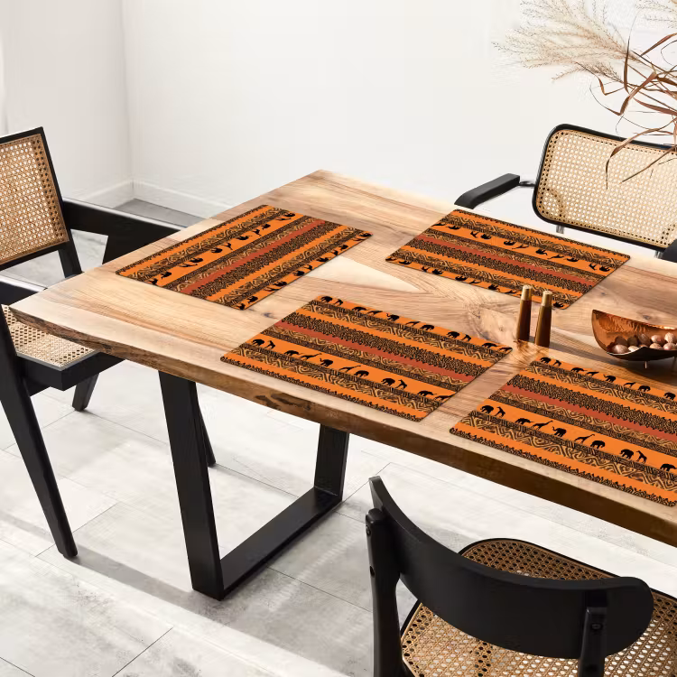 Placemat - 6 stuks - Oranje - Safari - Afrikaans - Dieren - Patroon — 5