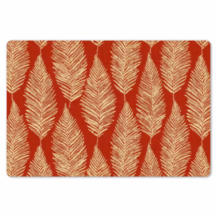 Placemat - 6 stuks - Rood - Botanisch - Varen - Patroon — 7