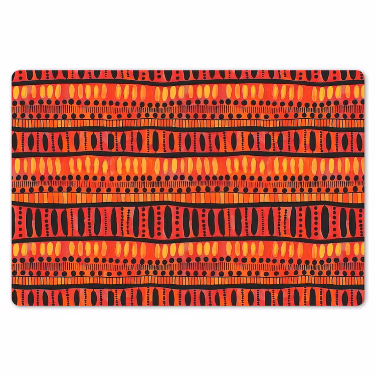 Placemat - 6 stuks - Rood - Oranje - Etnisch - Expressief - Patroon — 7