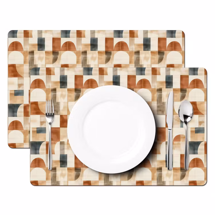 Placemat - 6 stuks - Terracotta - Geometrisch - Aquarel - Textuur — 2