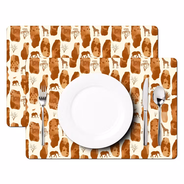 Placemat - 6 stuks - Terracotta - Safari - Dieren - Patroon — 2