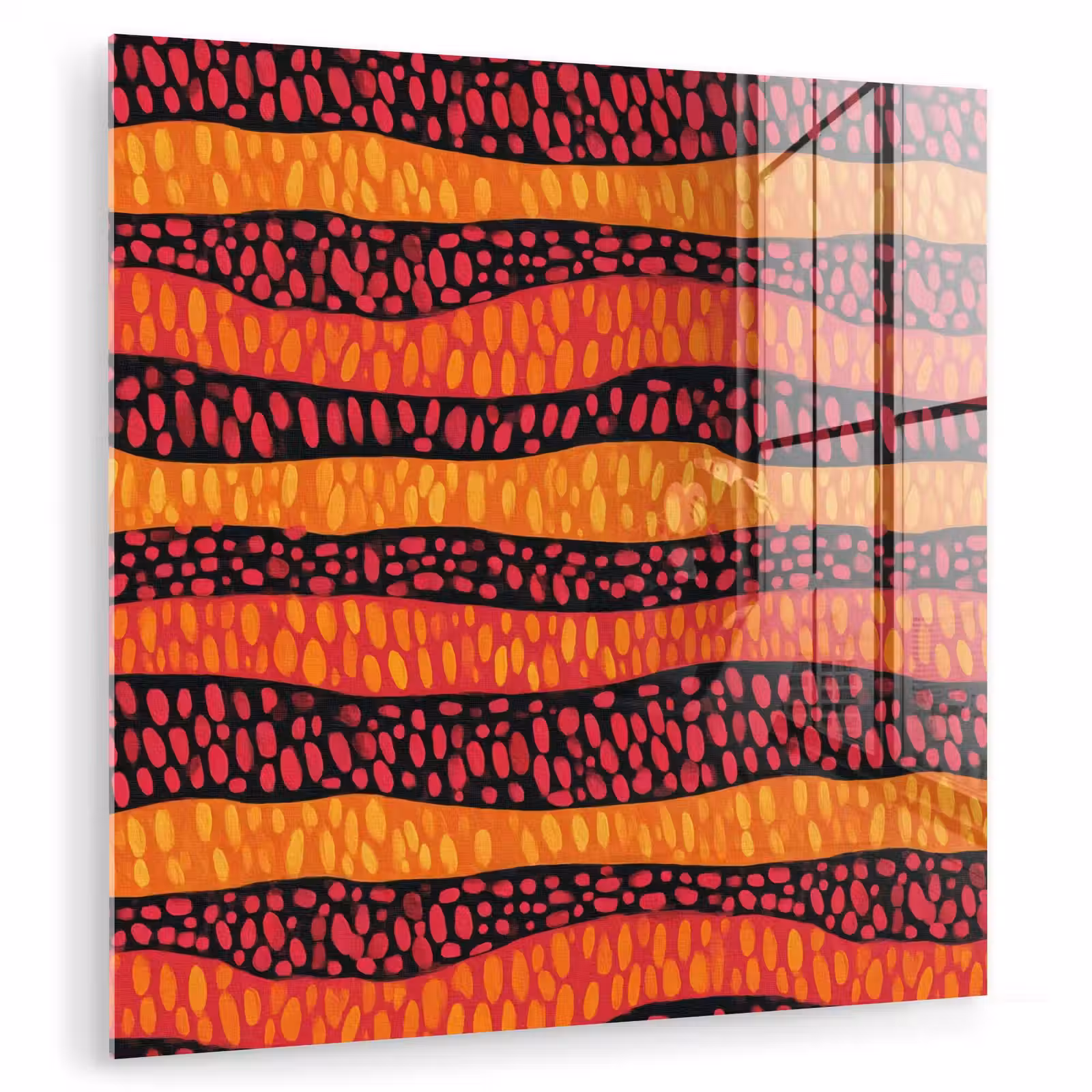 Glas schilderij - Oranje - Roze - Expressief - Patroon — 1