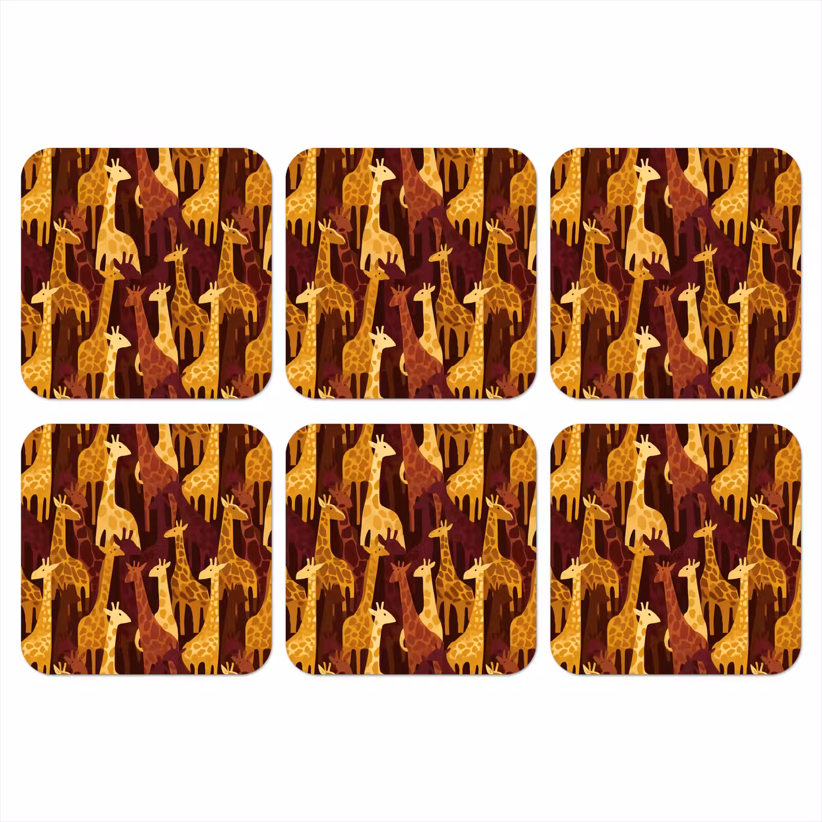 Onderzetter​ - Bruin - Giraffen - Safari - Patroon — 1