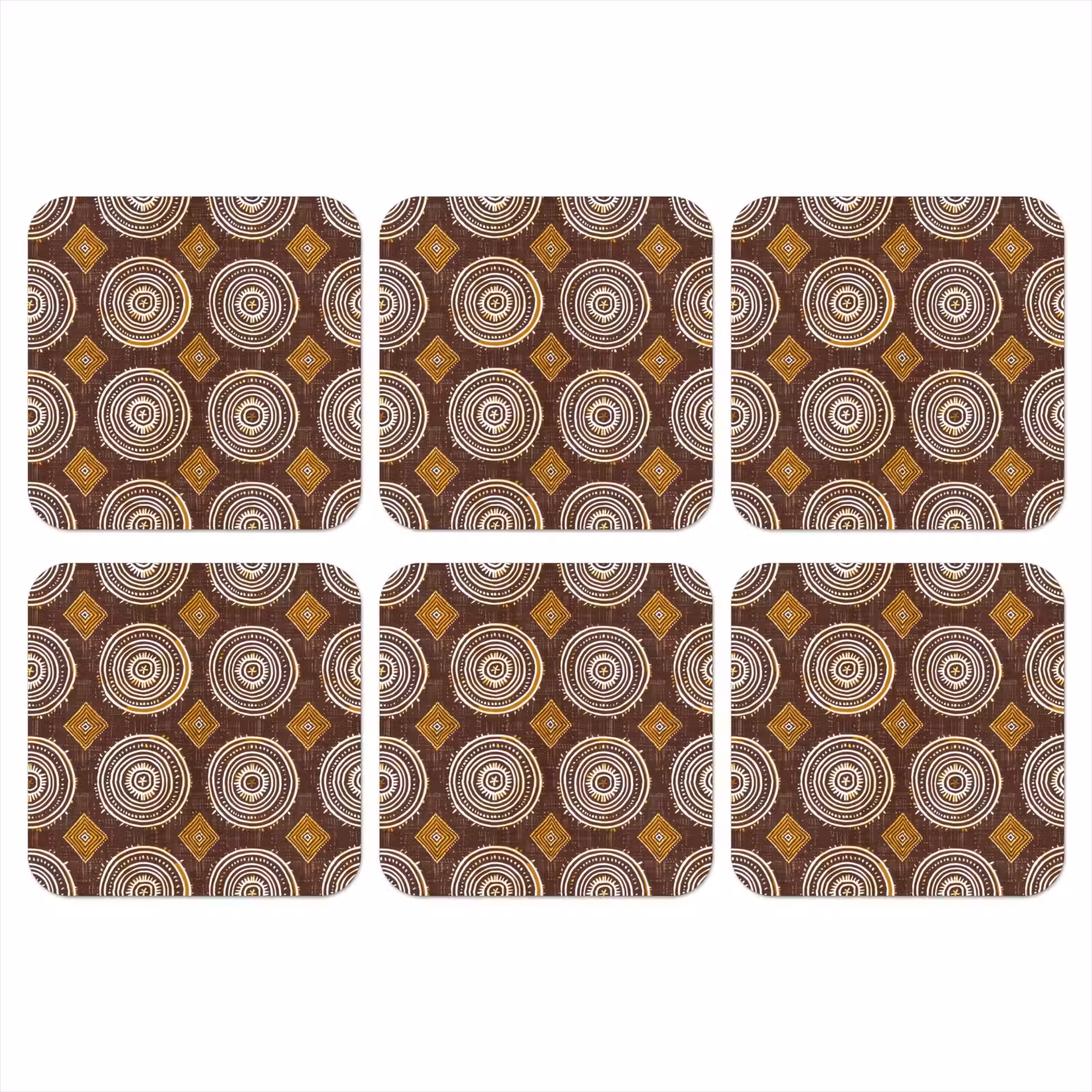 Onderzetter​ - Chocoladebruin - Etnisch - Tribaal - Cirkels - Patroon — 1
