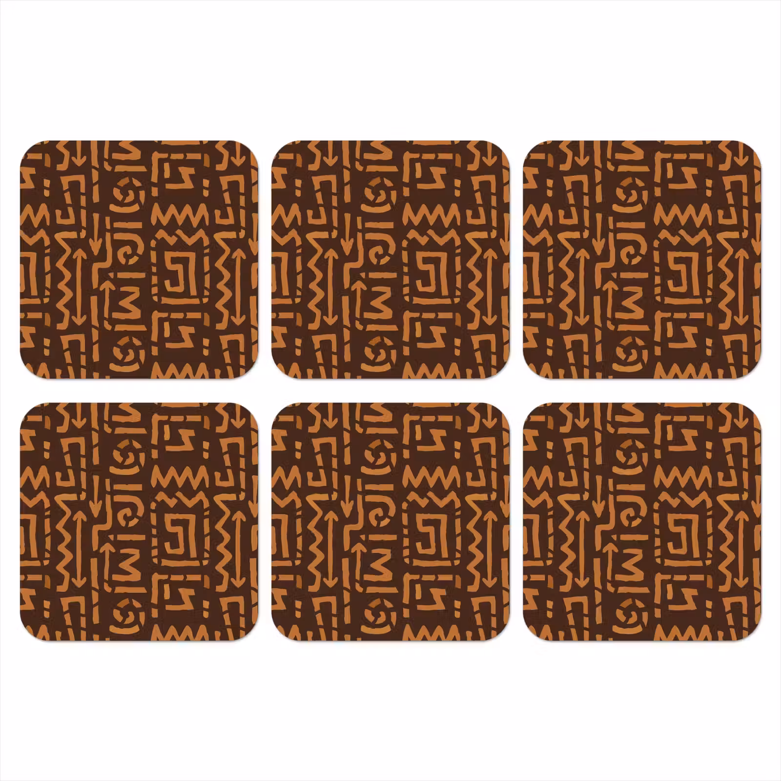 Onderzetter​ - Chocoladebruin - Etnisch - Tribaal - Symbolen — 1