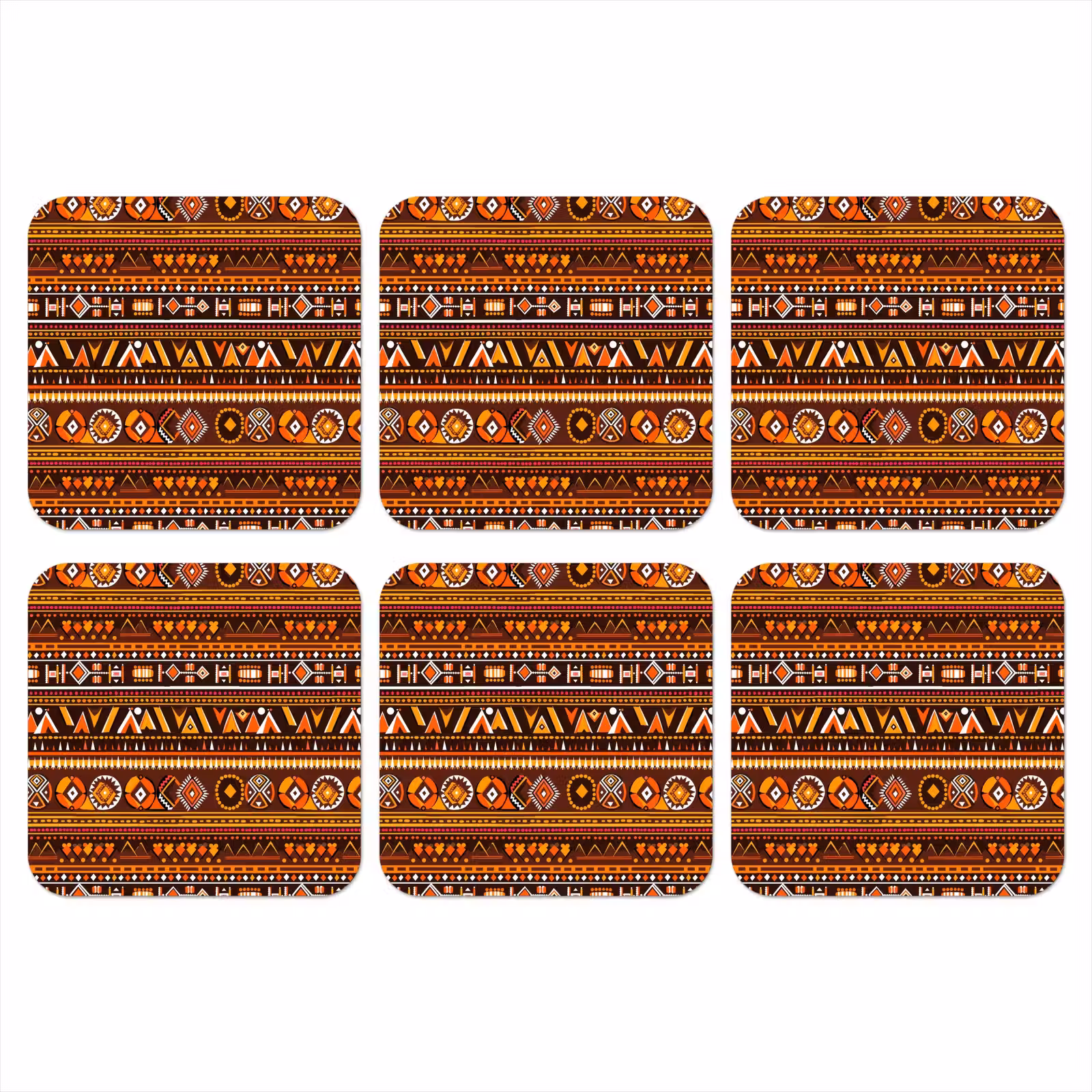 Onderzetter​ - Oranje - Etnisch - Tribaal - Geometrisch - Patroon — 1
