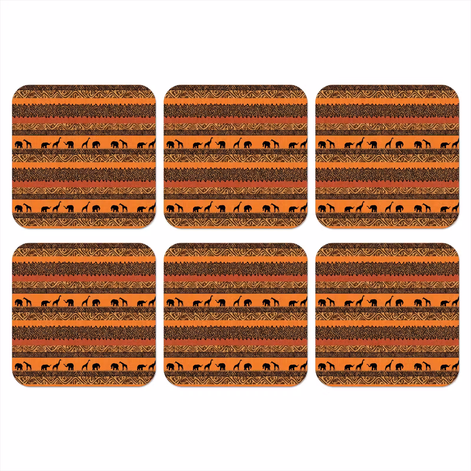 Onderzetter​ - Oranje - Safari - Afrikaans - Dieren - Patroon — 1