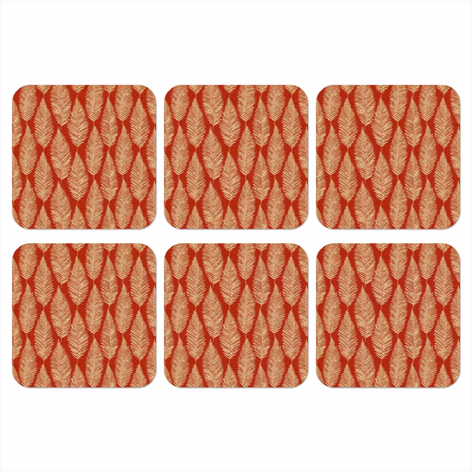 Onderzetter​ - Rood - Botanisch - Varen - Patroon — 1