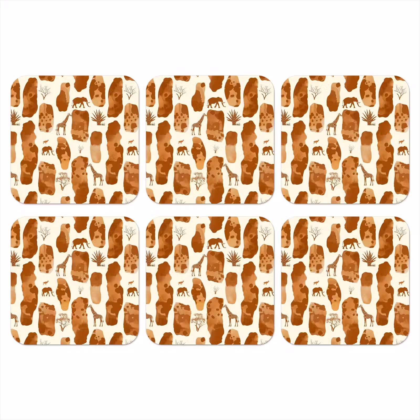 Onderzetter​ - Terracotta - Safari - Dieren - Patroon — 1