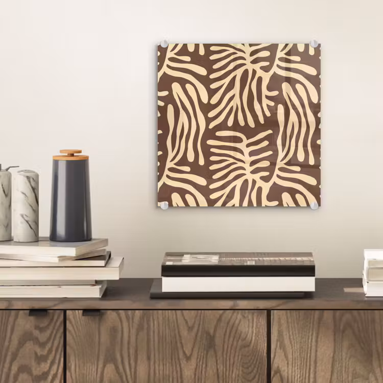 Glas schilderij - Bruin - Koraal - Expressief - Patroon — 2