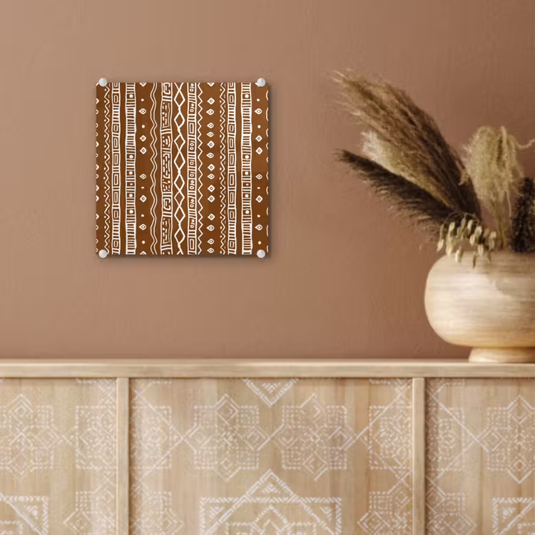 Glas schilderij - Chocoladebruin - Etnisch - Tribaal - Patroon — 6