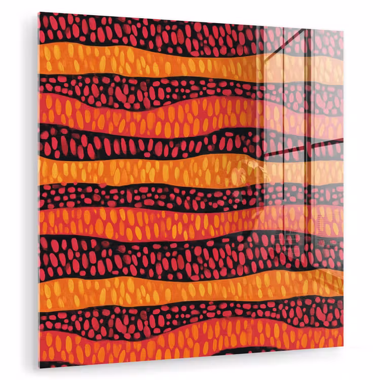 Glas schilderij - Oranje - Roze - Expressief - Patroon — 1