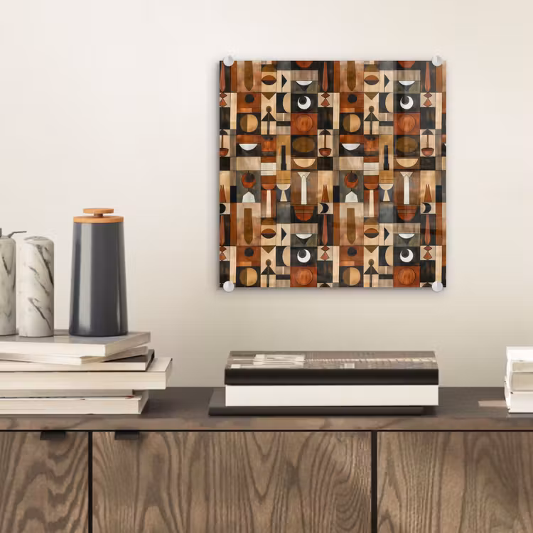 Glas schilderij - Terracotta - Geometrisch - Mid-Century - Patroon — 2