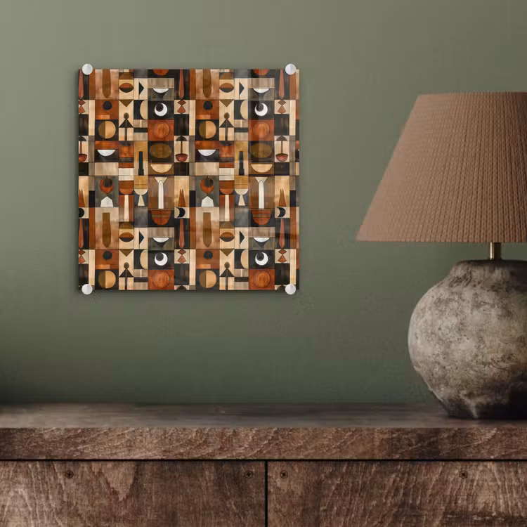 Glas schilderij - Terracotta - Geometrisch - Mid-Century - Patroon — 4