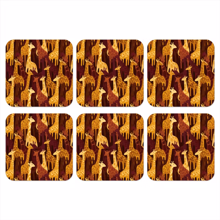 Onderzetter​ - Bruin - Giraffen - Safari - Patroon — 1