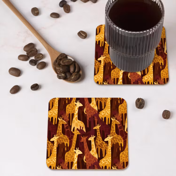 Onderzetter​ - Bruin - Giraffen - Safari - Patroon — 4