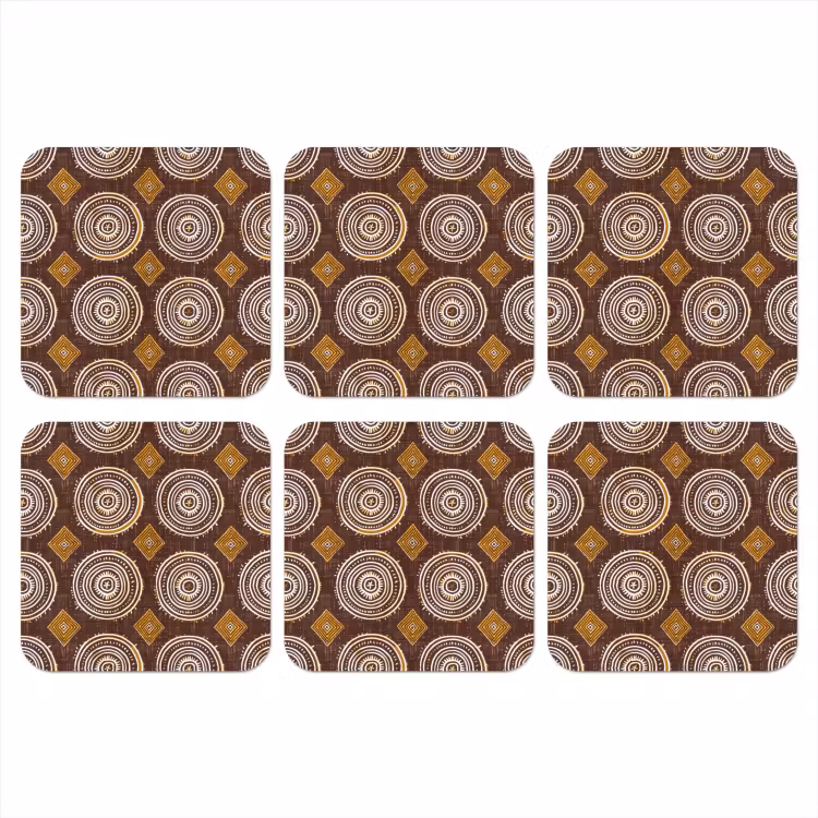 Onderzetter​ - Chocoladebruin - Etnisch - Tribaal - Cirkels - Patroon — 1