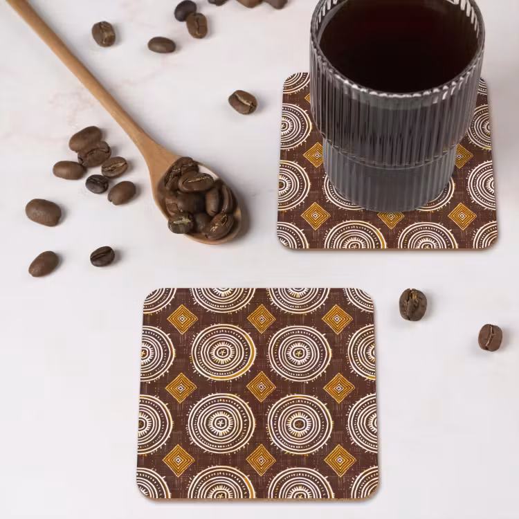 Onderzetter​ - Chocoladebruin - Etnisch - Tribaal - Cirkels - Patroon — 4