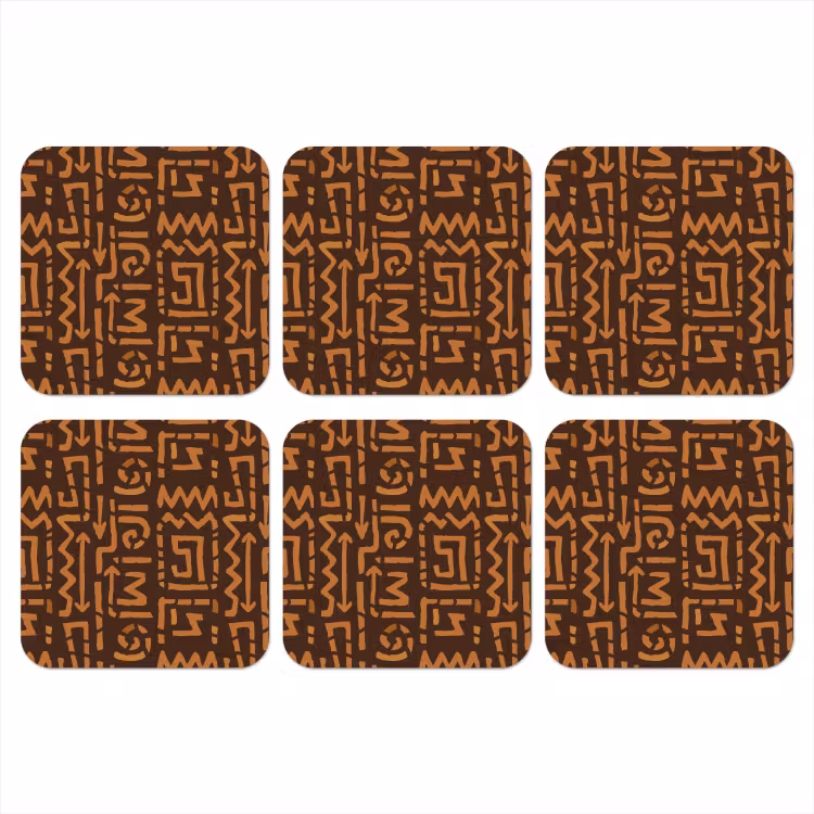 Onderzetter​ - Chocoladebruin - Etnisch - Tribaal - Symbolen — 1