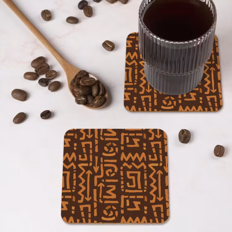 Onderzetter​ - Chocoladebruin - Etnisch - Tribaal - Symbolen — 4