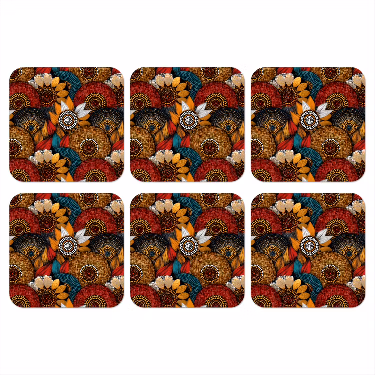 Onderzetter​ - Kleurrijk - Aboriginal - Dot Painting - Botanisch - Patroon — 1
