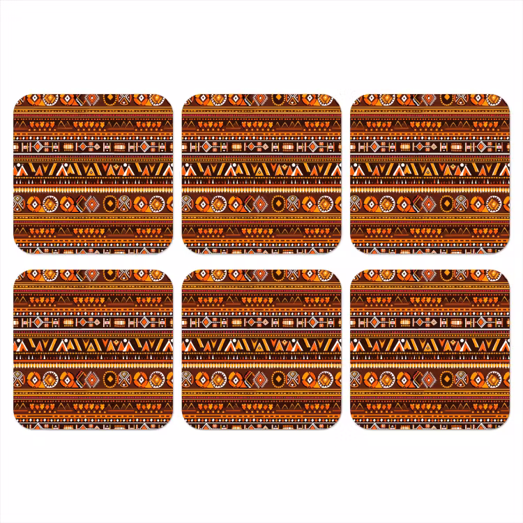 Onderzetter​ - Oranje - Etnisch - Tribaal - Geometrisch - Patroon — 1