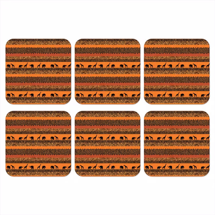 Onderzetter​ - Oranje - Safari - Afrikaans - Dieren - Patroon — 1