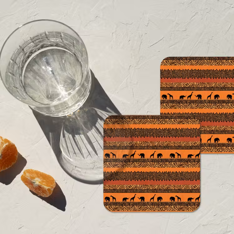 Onderzetter​ - Oranje - Safari - Afrikaans - Dieren - Patroon — 2