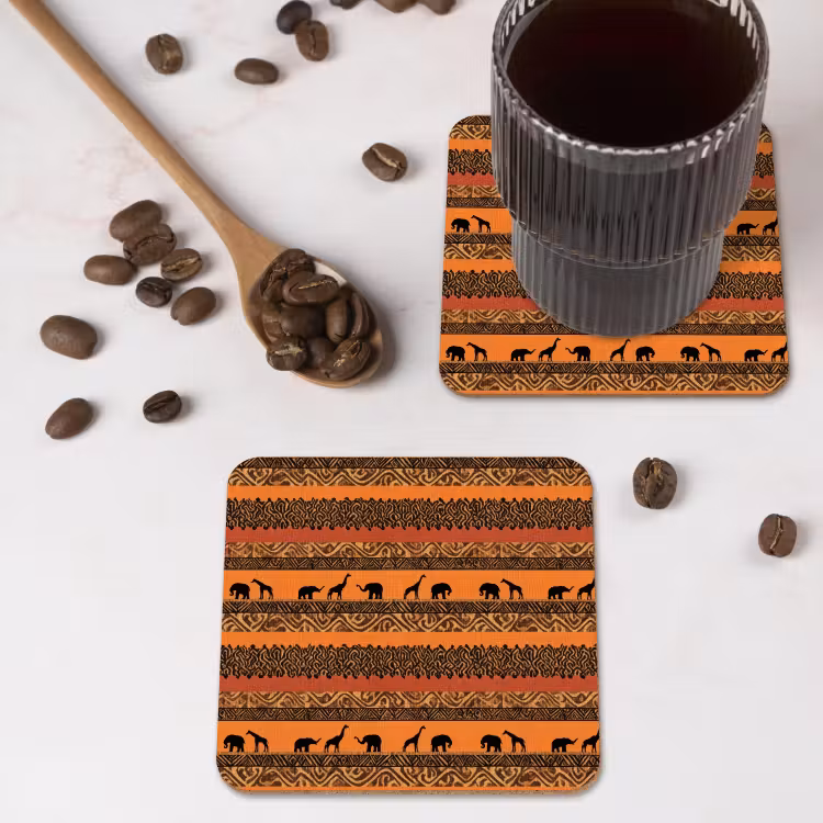 Onderzetter​ - Oranje - Safari - Afrikaans - Dieren - Patroon — 4