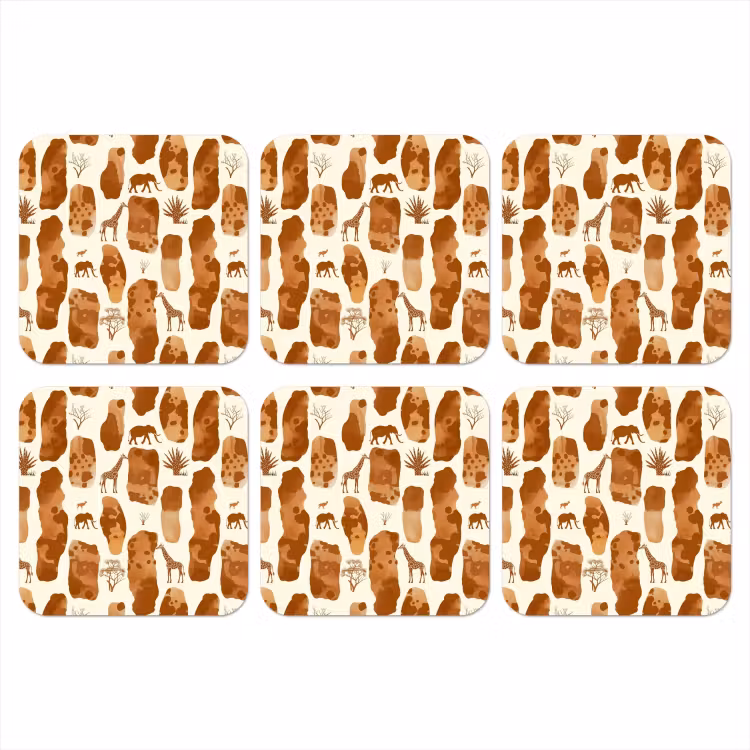 Onderzetter​ - Terracotta - Safari - Dieren - Patroon — 1