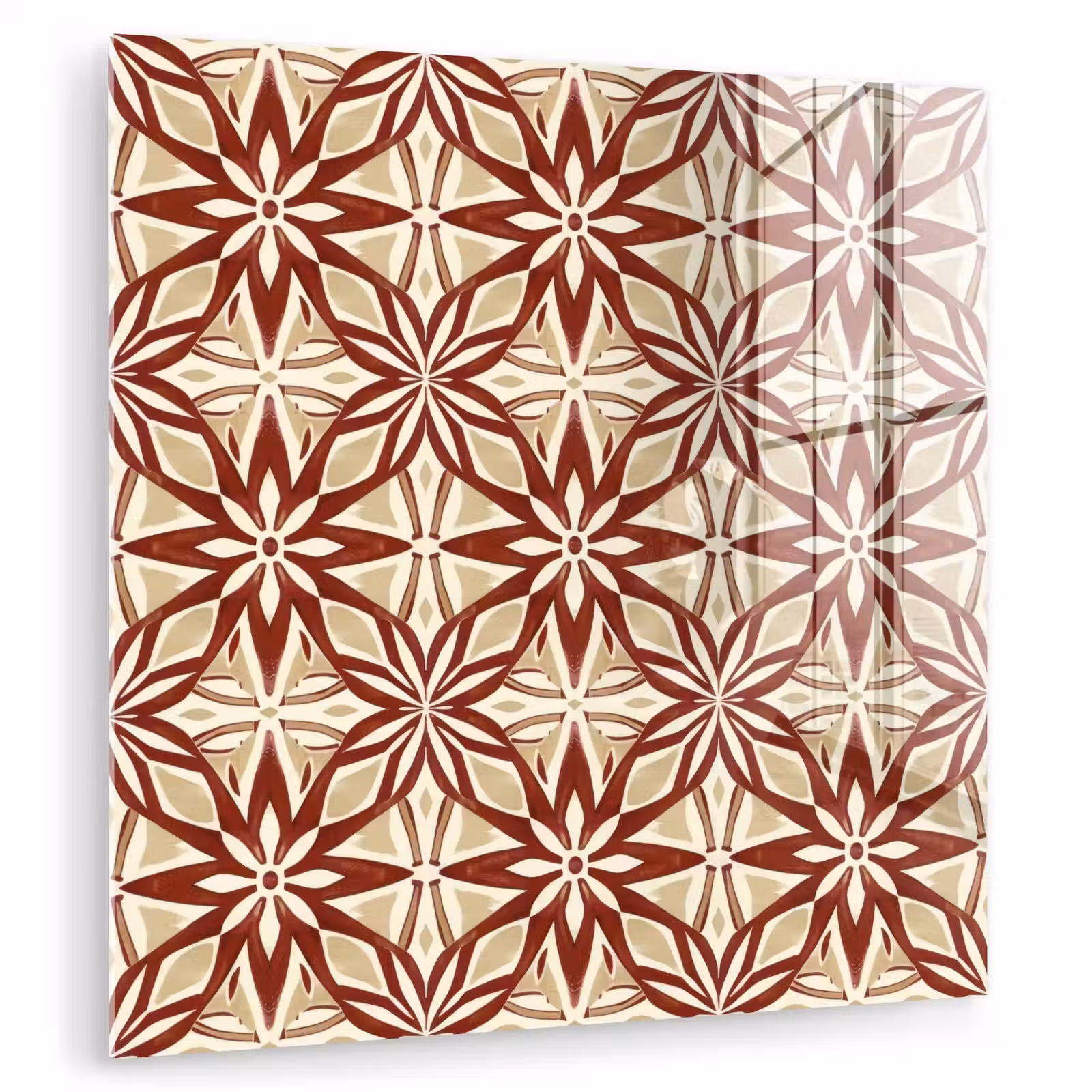 Glas schilderij - Bordeauxrood - Geometrisch - Tegel - Patroon — 1