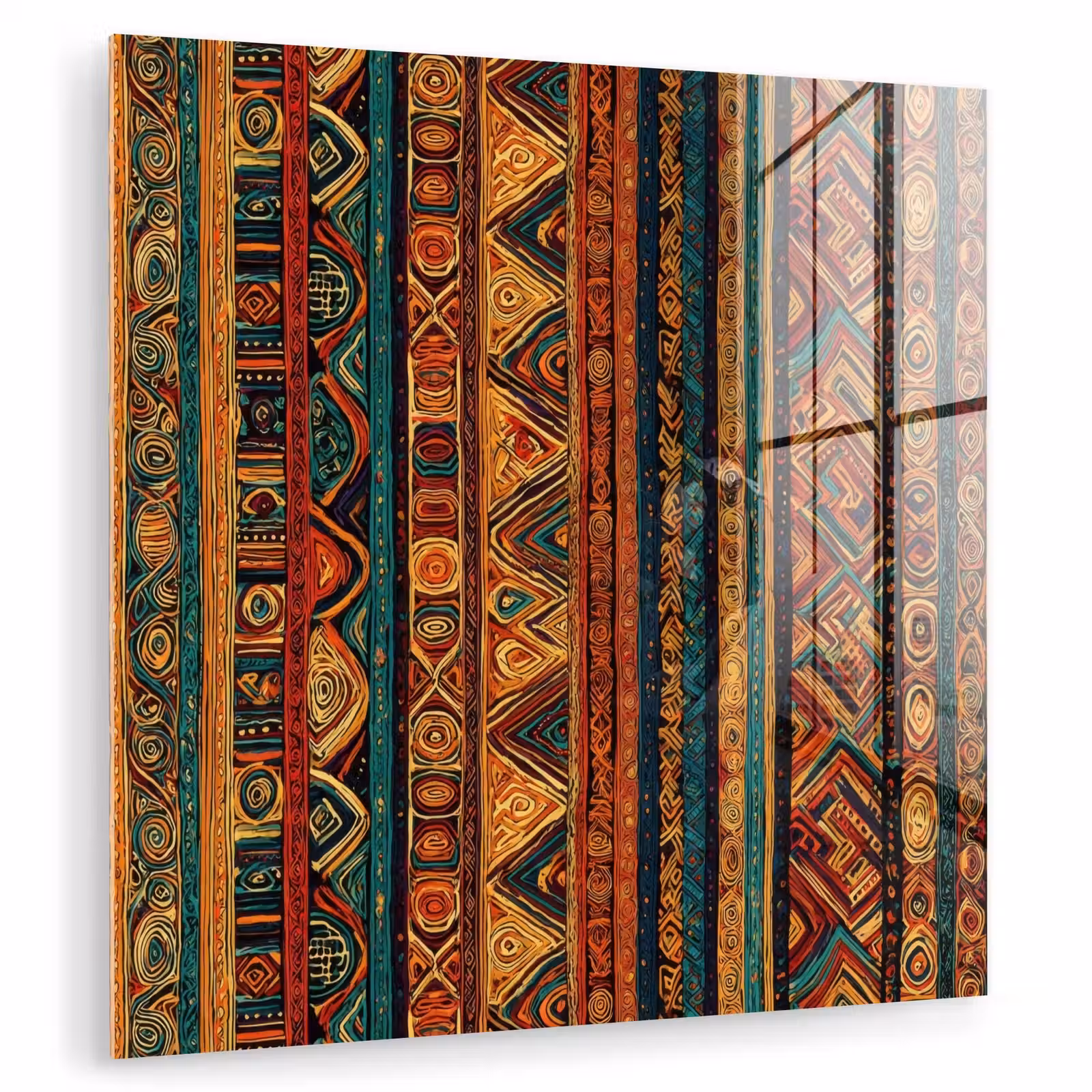 Glas schilderij - Kleurrijk - Etnisch - Folkloristisch - Patroon — 1