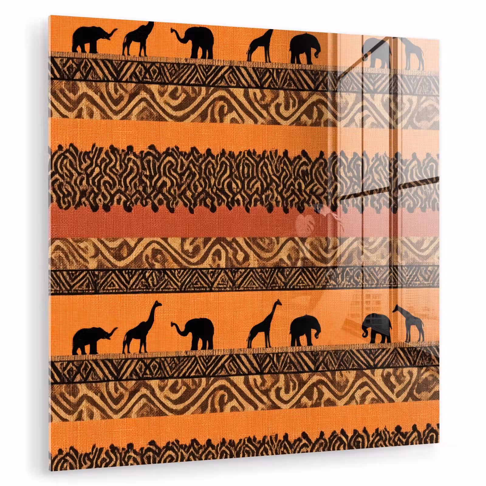 Glas schilderij - Oranje - Safari - Afrikaans - Dieren - Patroon — 1