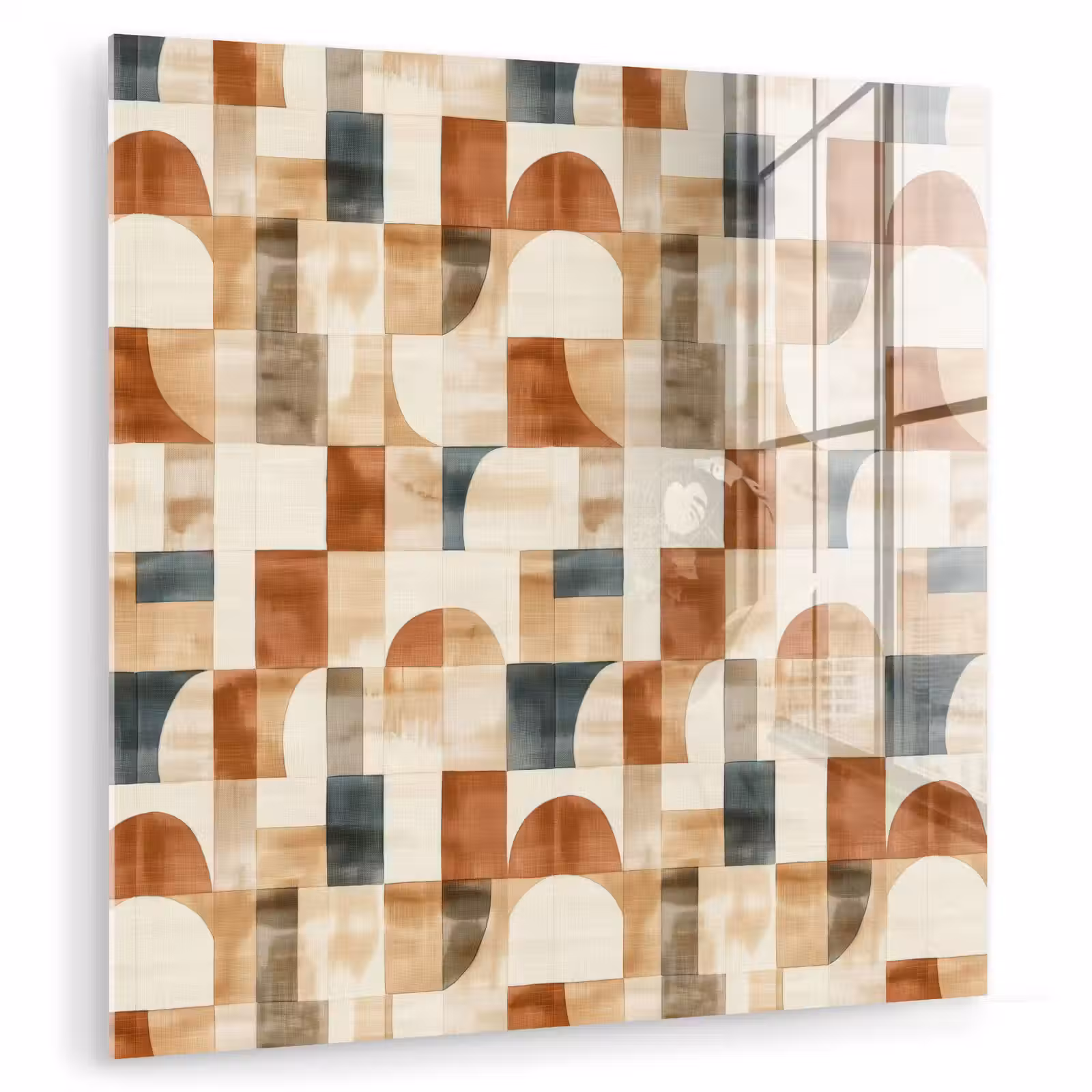 Glas schilderij - Terracotta - Geometrisch - Aquarel - Textuur — 1