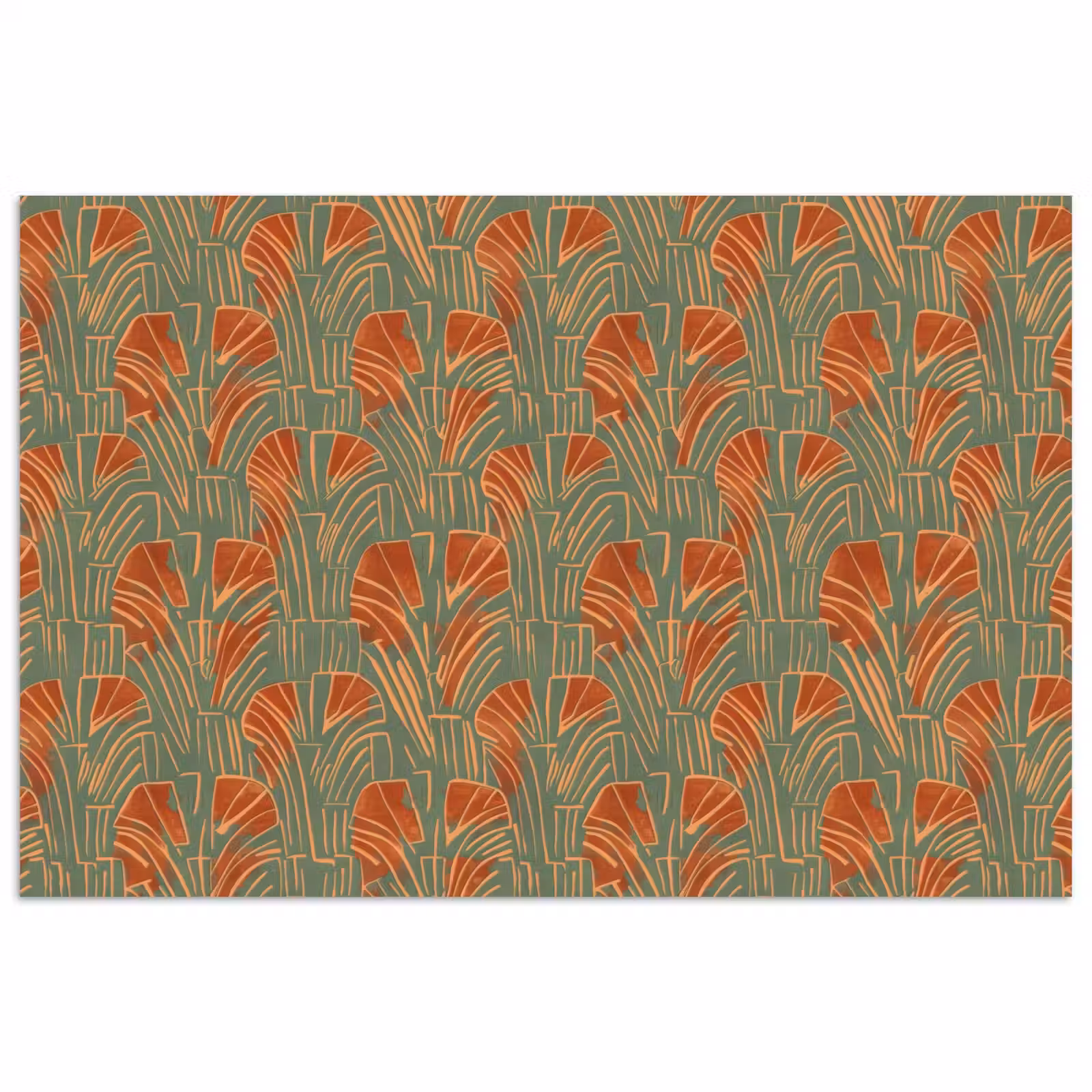 Poster - Groen - Terracotta - Deco - Waaiers — 1