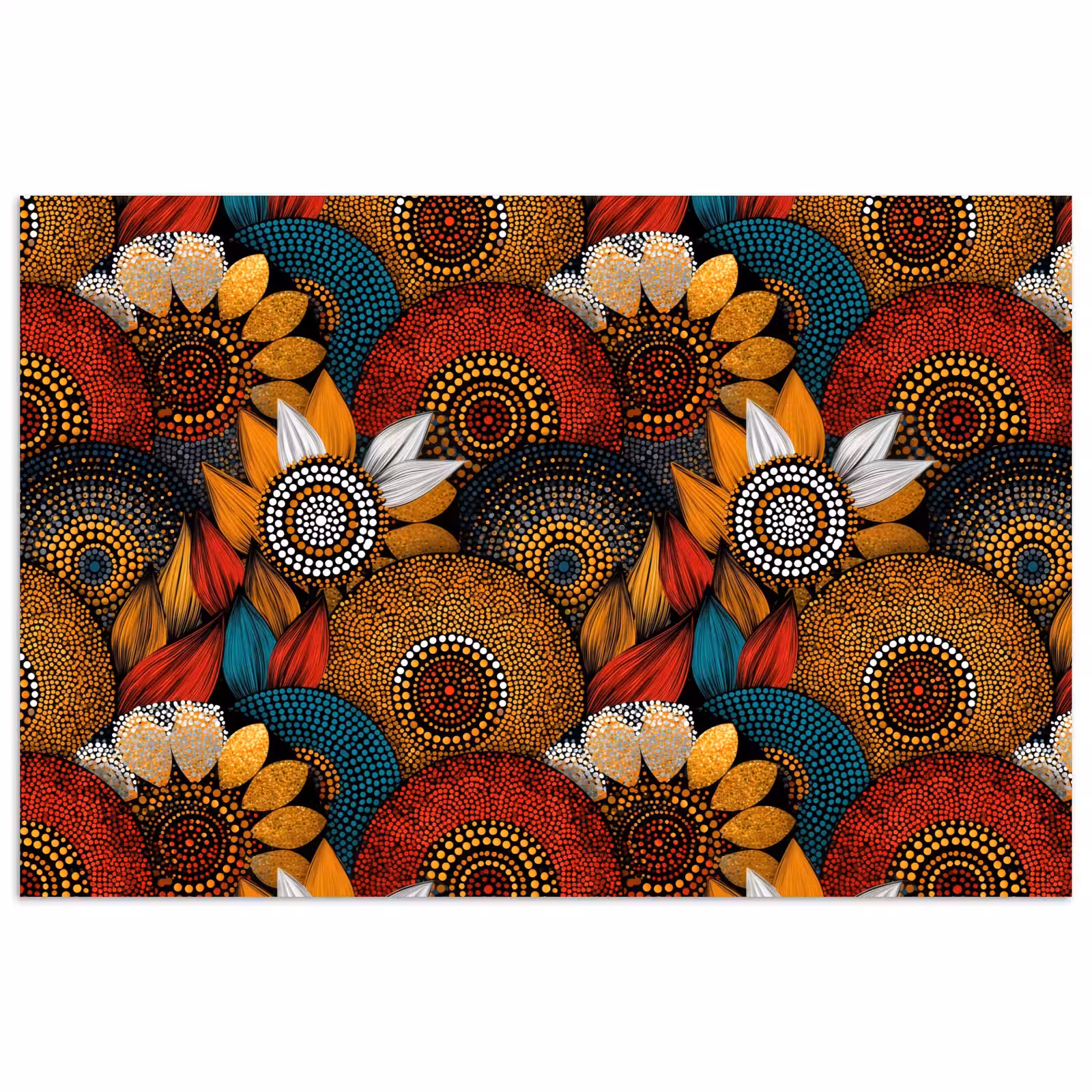 Poster - Kleurrijk - Aboriginal - Dot Painting - Botanisch - Patroon — 1