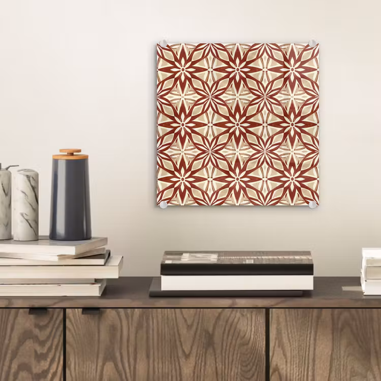 Glas schilderij - Bordeauxrood - Geometrisch - Tegel - Patroon — 2