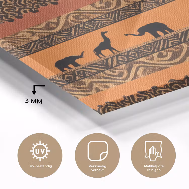 Glas schilderij - Oranje - Safari - Afrikaans - Dieren - Patroon — 3