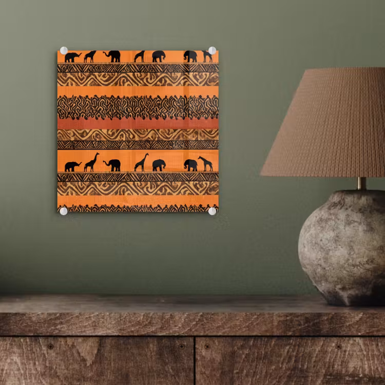 Glas schilderij - Oranje - Safari - Afrikaans - Dieren - Patroon — 4