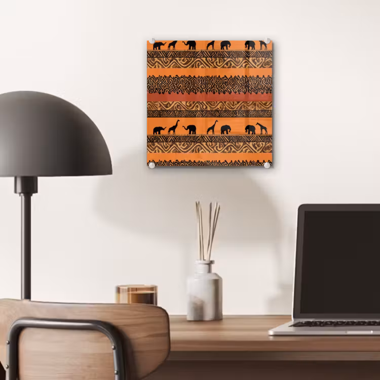 Glas schilderij - Oranje - Safari - Afrikaans - Dieren - Patroon — 7