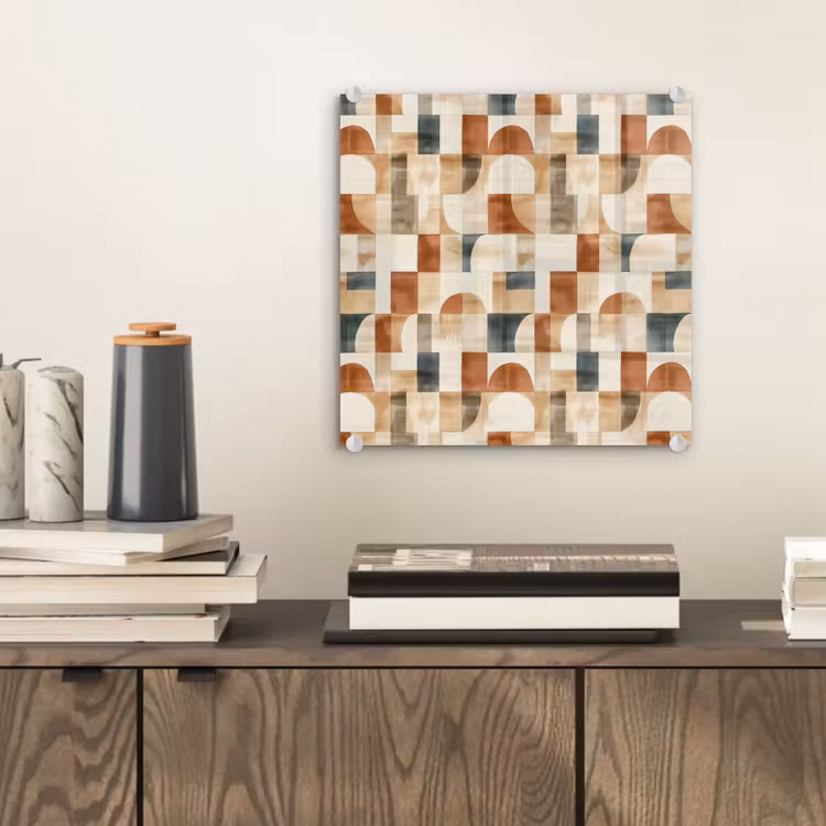 Glas schilderij - Terracotta - Geometrisch - Aquarel - Textuur — 2