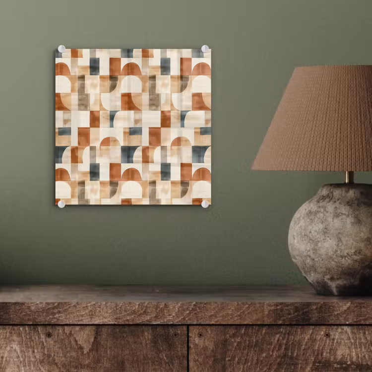 Glas schilderij - Terracotta - Geometrisch - Aquarel - Textuur — 4