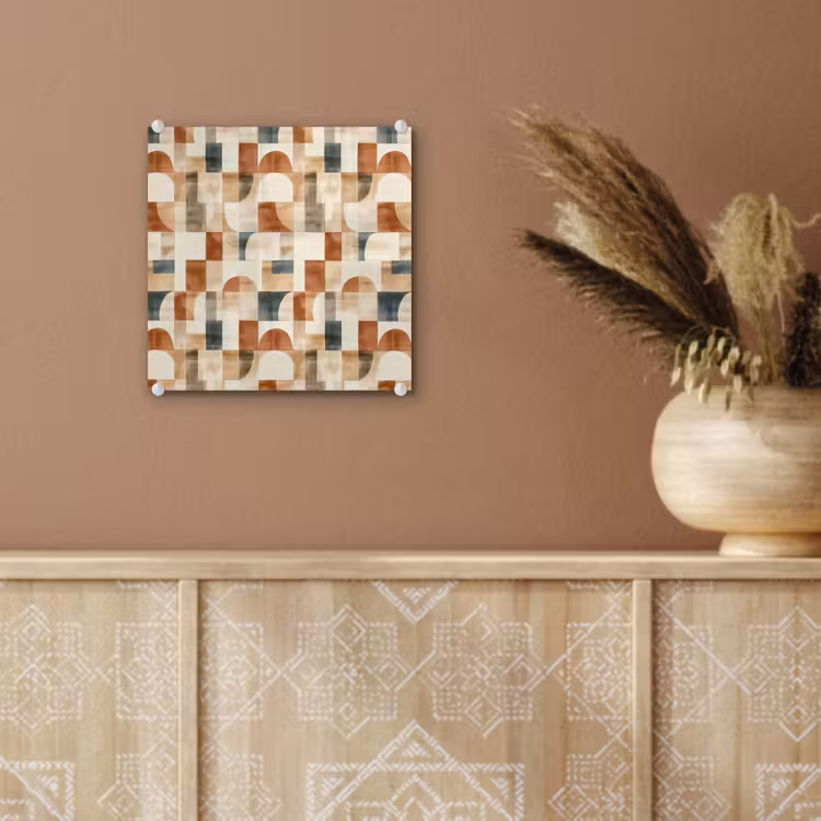 Glas schilderij - Terracotta - Geometrisch - Aquarel - Textuur — 6