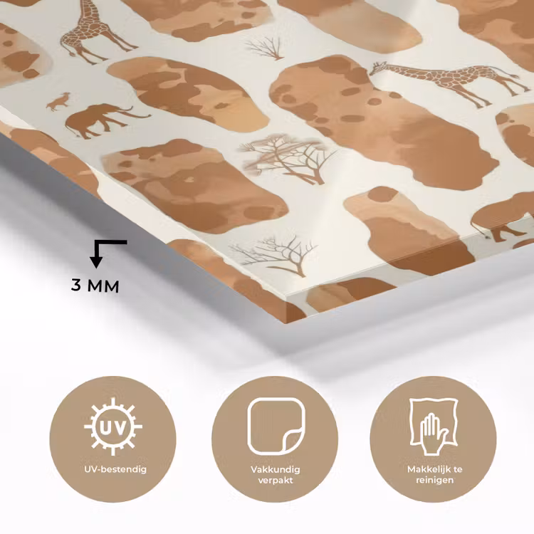 Glas schilderij - Terracotta - Safari - Dieren - Patroon — 3