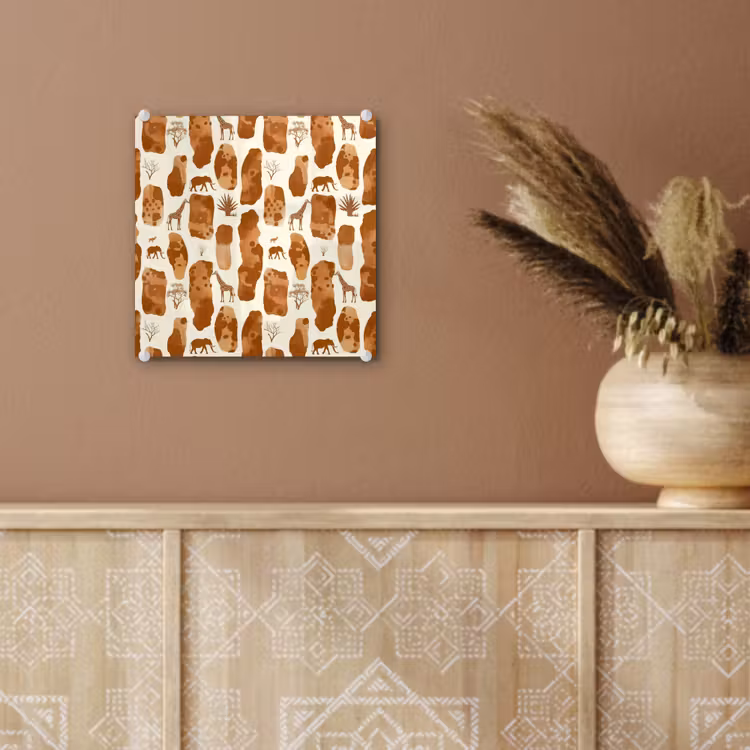 Glas schilderij - Terracotta - Safari - Dieren - Patroon — 6