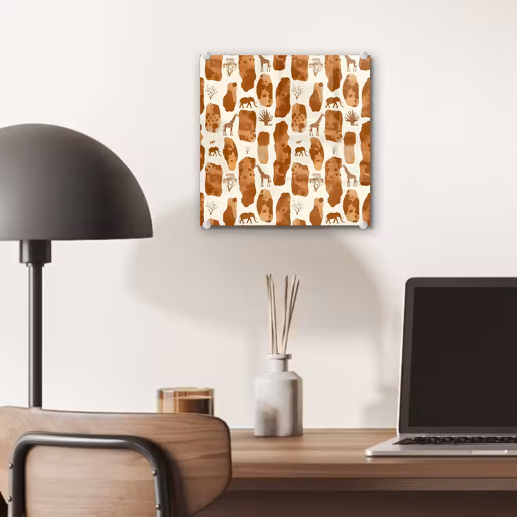 Glas schilderij - Terracotta - Safari - Dieren - Patroon — 7