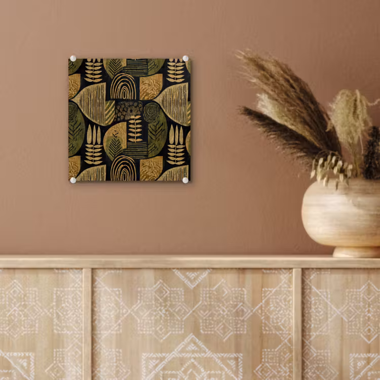 Glas schilderij - Zwart - Okergeel - Botanisch - Textuur — 6