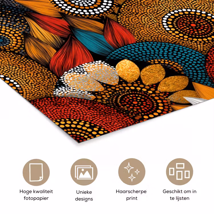 Poster - Kleurrijk - Aboriginal - Dot Painting - Botanisch - Patroon — 5
