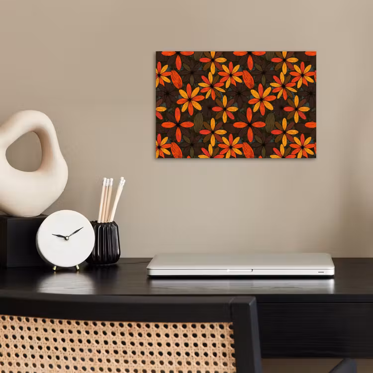 Poster - Oranje - Retro - Bloemen - Herfst — 2